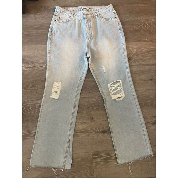 New - Avec Les Filles Wide Distressed Jeans - Picture 1 of 4